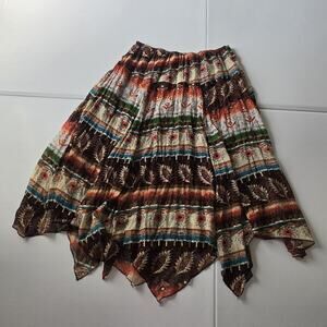 Boho Fairy Grunge Skirt Womens One Size Multicolor Floral Print Peasant Midi